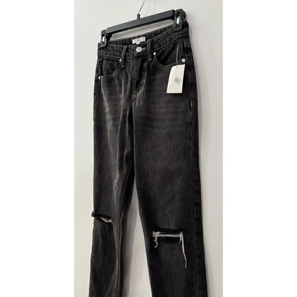NWT BP. Women's Size 24 Ripped High Waist Ankle Mom Jeans In Vintage Black